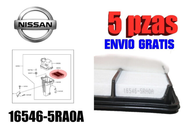 5 Filtros De Aire Para Nissan Kicks 1.6l 16-20 Kishio - Image 3