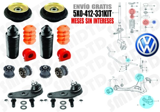 2 Base 2 Goma 4 Bujes 2 Rotulas Direcc Std Vw Pointer 99-09