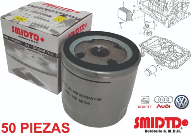 50 Filtros De Aceite Para Vw Up 1.0l 16-18 Smidtd