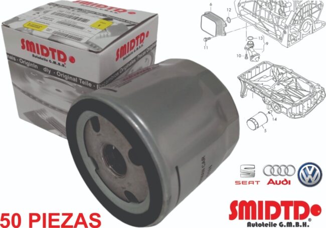 50 Filtros De Aceite Para Vw Up 1.0l 16-18 Smidtd - Image 2