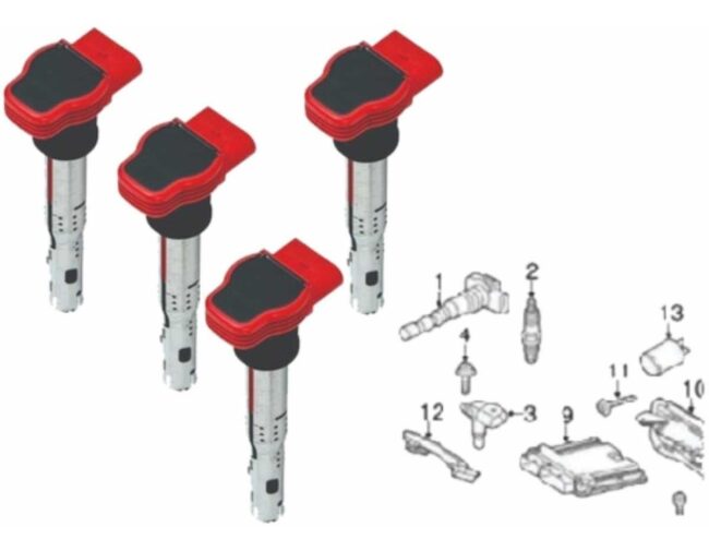 4 Bobinas De Encendido Roja Audi R8 2008-2012 V8 4.2 Lts - Image 4