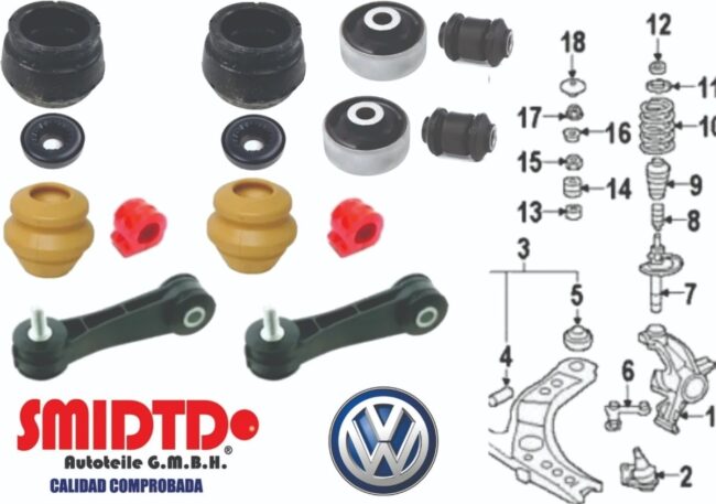 Bases Delanteras Rebotes Estabilizadores Vw Jetta A4 99-05