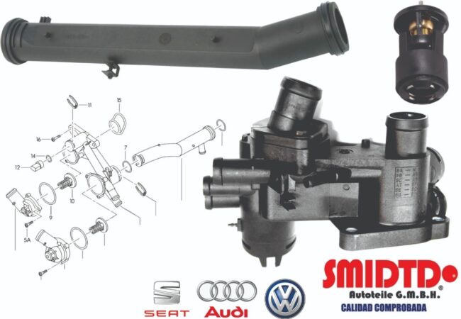 Kit Brida Toma Agua Tubo Termostato Seat Cordoba 03-09 1.6l