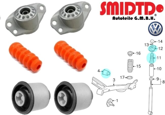 Kit Suspension Trasera Gomas Vw Vento 1.6 12-19 Smidtd