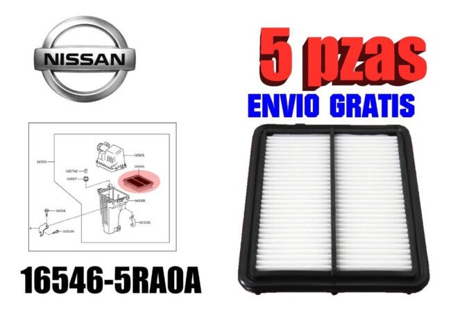 5 Filtros De Aire Para Nissan Kicks 1.6l 16-20 Kishio - Image 2