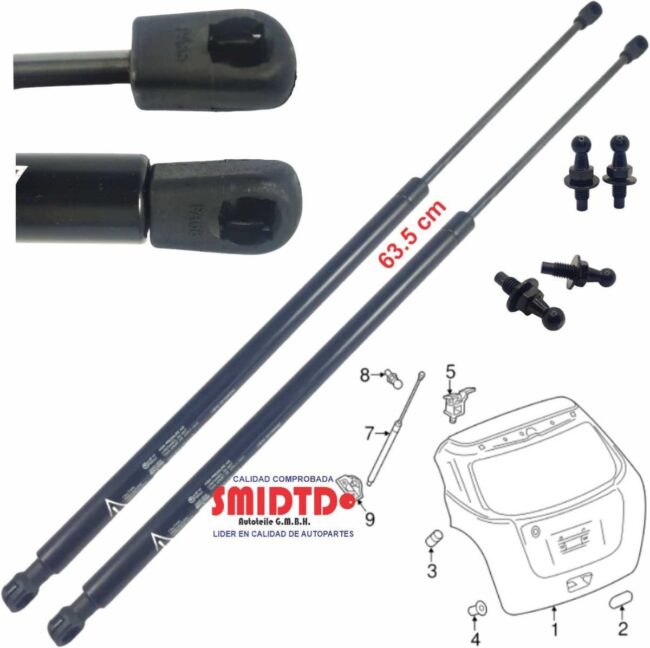 2 Amortiguadores Cajuela Y Pernos Gmc Trax 1.4 13-20 63.5 Cm