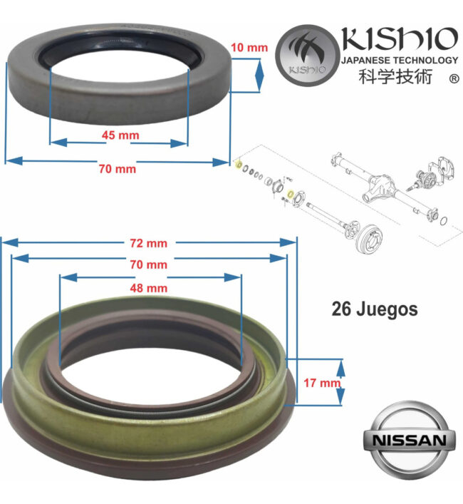 26 Jgos Reten Maza Rueda Trasera Nissan Urvan 2.4l 2002-2014 - Image 6