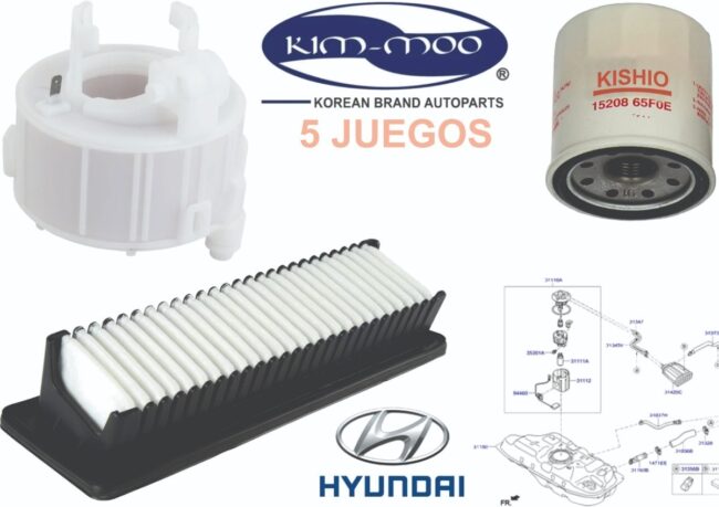 5 Filtros De Aire, Aceite Y Gasolina Hyundai Grand I10 15-19