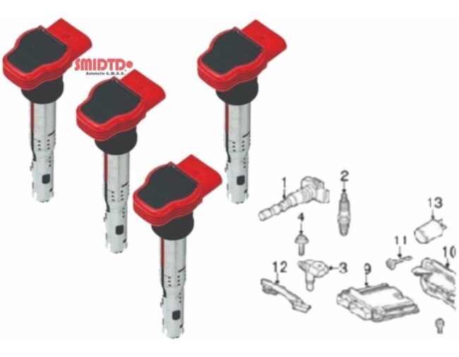 4 Bobinas De Encendido Roja Audi R8 2008-2012 V8 4.2 Lts