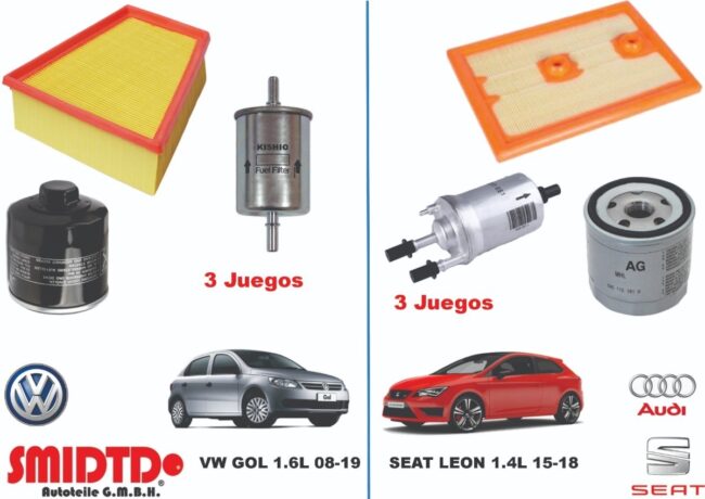 3 Kit Filtros Vw Gol 1.6 09-18 Y 3 Kits Seat Leon 1.4 14-20